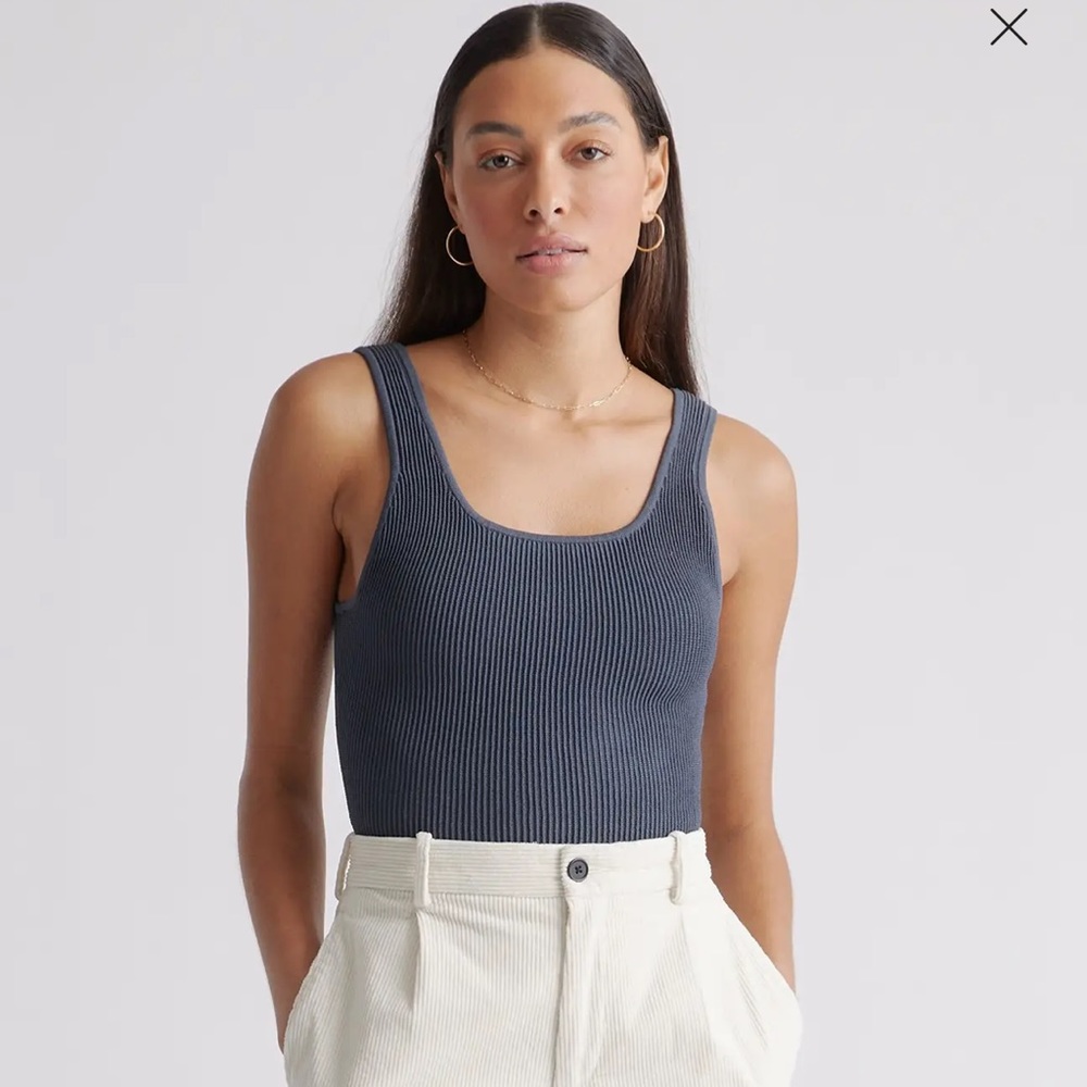 Quince Cropped Square Neck Ribbed Knit Tank